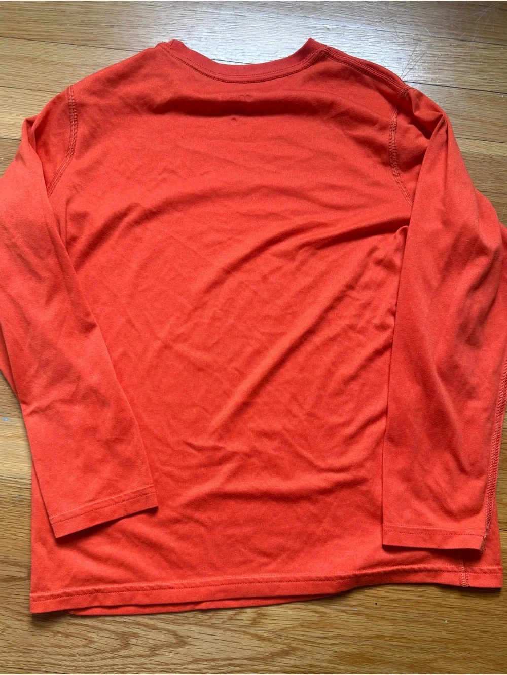 Nike Long Sleeve Tee in Bright Orange with Gray Swoosh